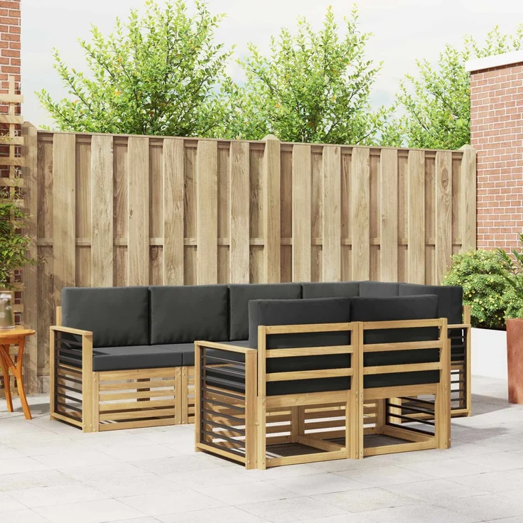 vidaXL Outdoor-Sofagarnitur 7 stk. 7-Sitzer Weiß und Anthrazit 3392007 – Bild 1