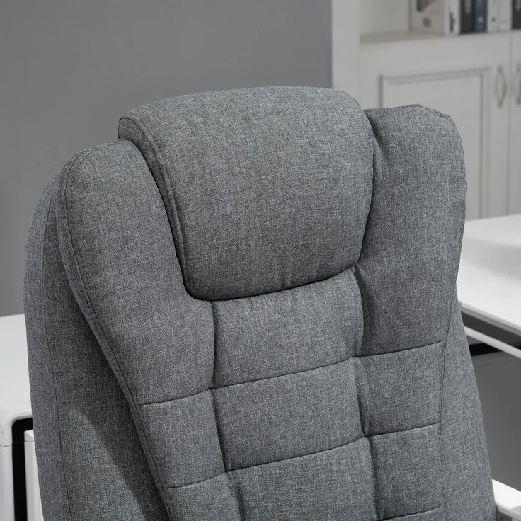Vinsetto Bürostuhl, Eisen, Leinen, Schaumstoff, Nylon, Grau, 65L x 70B x 110-118H cm – Bild 8