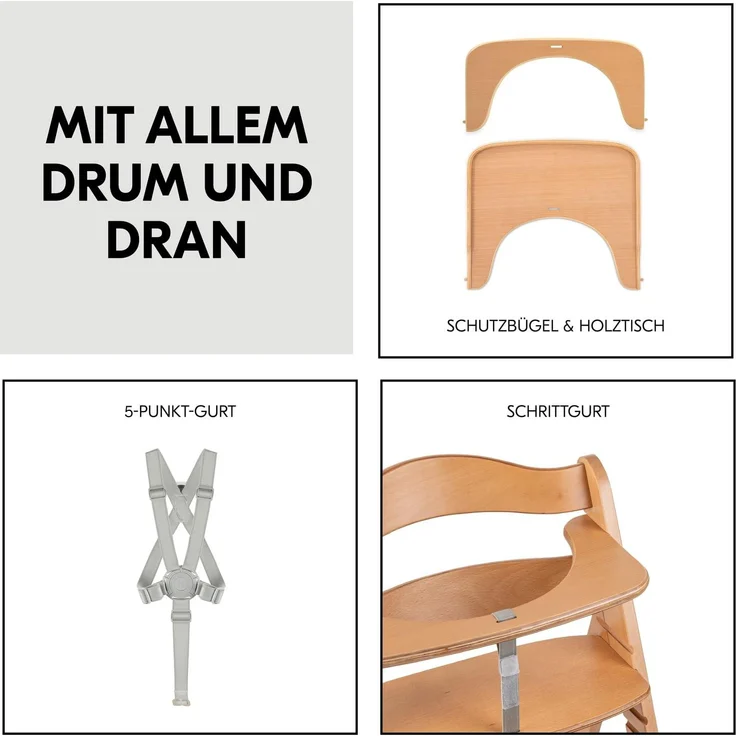 Hauck Beta+ Hochstuhl mit Einlage und Essbrett Natur – Bild 6
