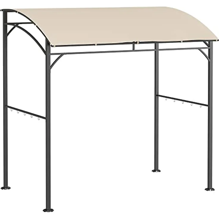 Outsunny Grillpavillon 215 x 150 x 220 cm, wasserabweisend mit gebogendem Dach, inkl. 10 Haken, beige