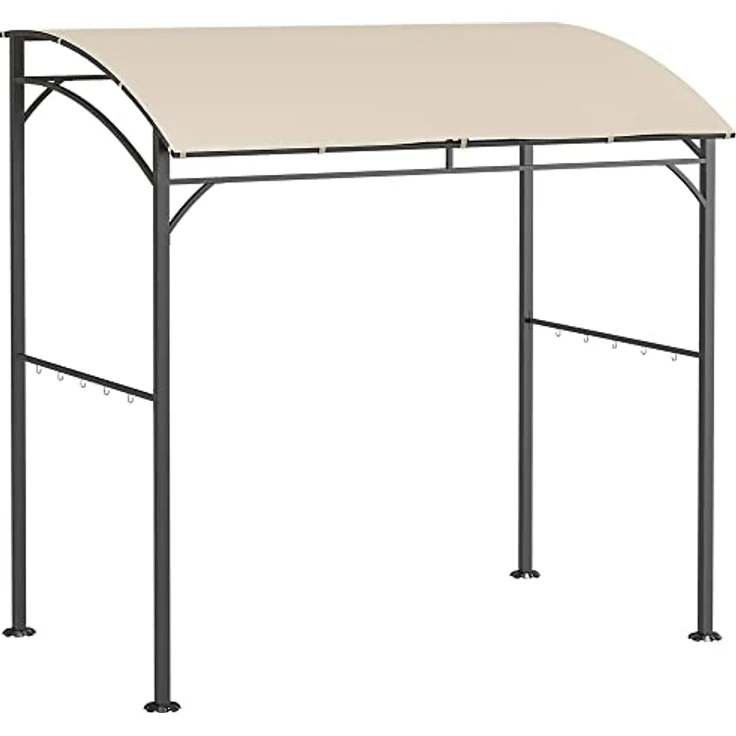 Outsunny Grillpavillon 215 x 150 x 220 cm, wasserabweisend mit gebogendem Dach, inkl. 10 Haken, beige – Bild 1