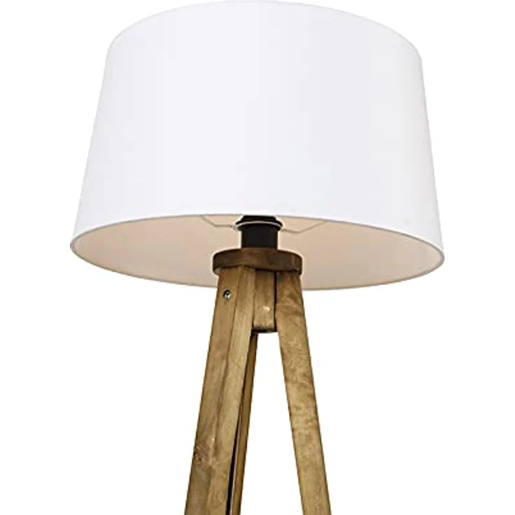 Qazqa Stehlampe Tripod_classic, ohne Leuchtmittel, E27, Weiß, Landhaus, Holz, 1-flammig – Bild 5