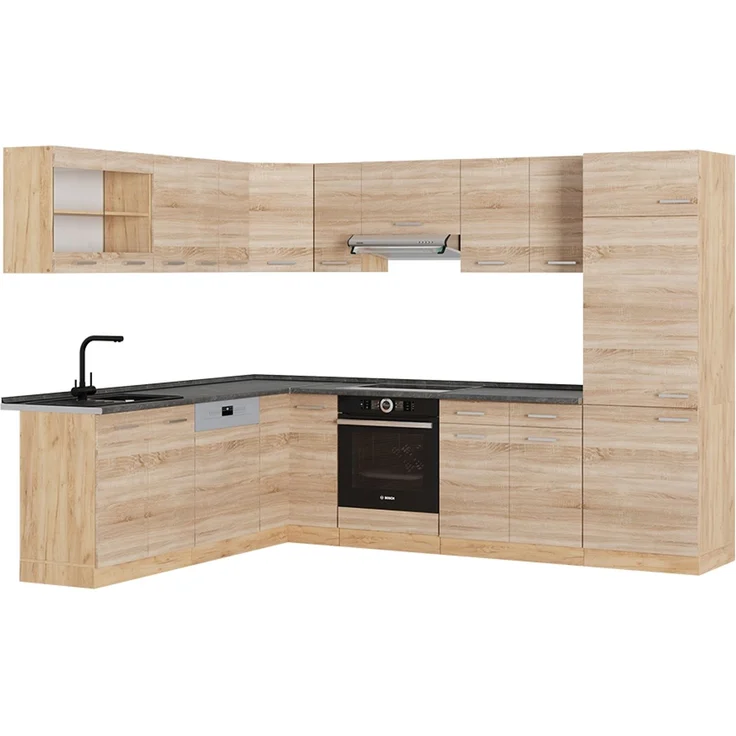Eckküche R-Line Sonoma/Goldkraft Eiche 287 x 60 cm , AP Anthrazit Vicco – Bild 1