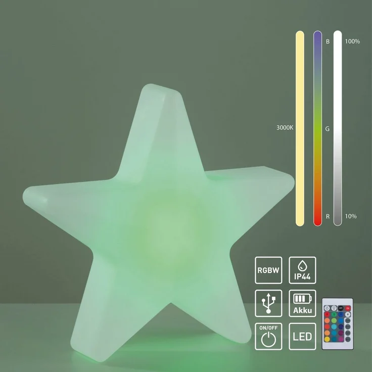 JUST LIGHT 19290-16 AKKU STAR AKKU-Leuchte weiss RGBW-Farbwechsel – Bild 1