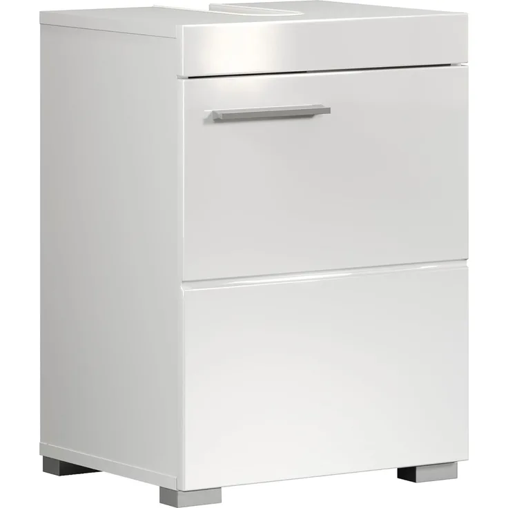 trendteam smart living – Amanda – Waschbeckenunterschrank – Weiß/Weiß Hochglanz – 1 Tür, 1 Einlegeboden – (BxHxT) 40 x 56 x 34 cm – Kratzfest & pflegeleicht