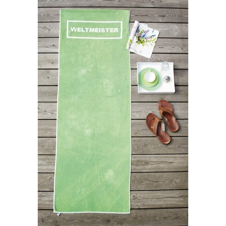 Badetuch Frottier Auflage 190 x 70 mit Schriftzug WELTMEISTER