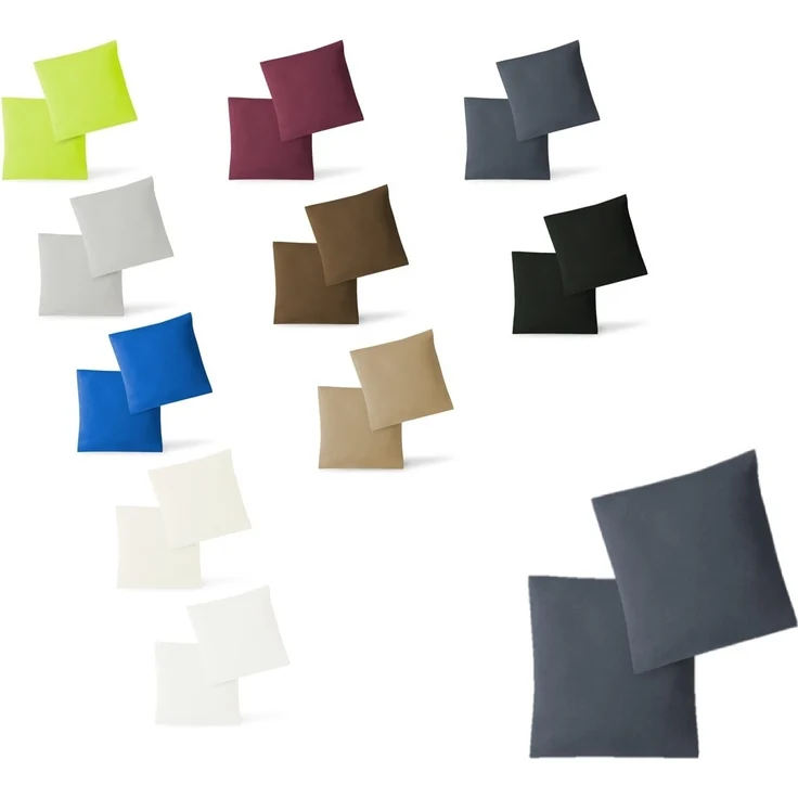 Jersey Kissenbezug, 2er Set, Anthrazit, 40x40 cm – Bild 1