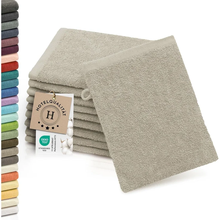 ZOLLNER Waschlappen, (10-St), dauerhaft strahlende Farben, weich, 16x21 cm, 100% Baumwolle, vom Hotelwäschespezialisten – Bild 1