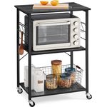 Songmics 'Vasagle' Servierwagen mit 3 Regalböden, Metall, ebenholzfarben-schwarz, 40 x 60 x 89 cm