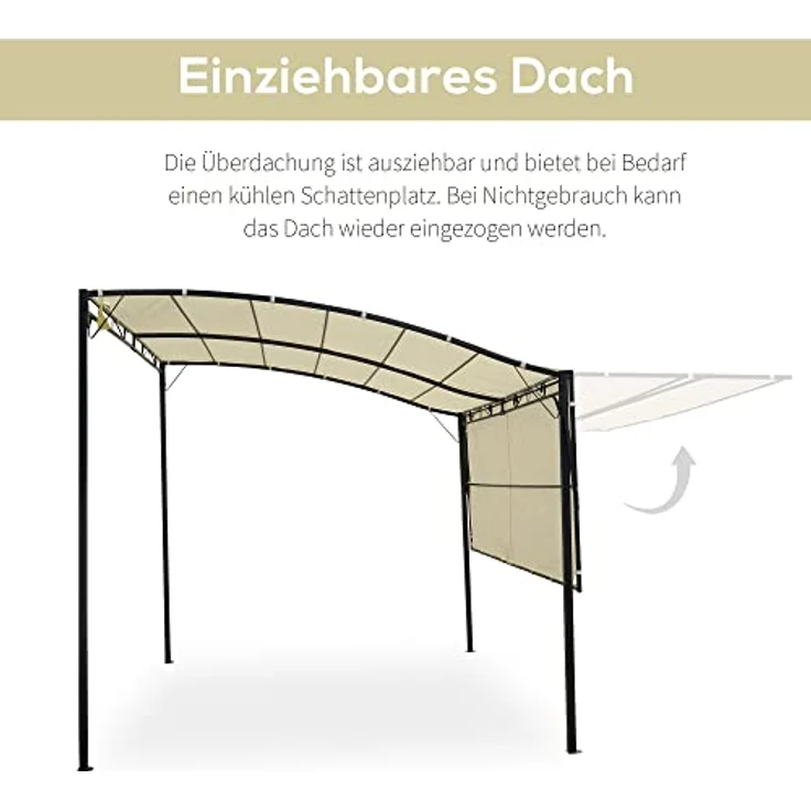 Outsunny Pavillon Gartenpavillon Markise mit klappbarem Seitendach, UV-Schutz, Stahl und Polyester, cremeweiß und schwarz, 3 x 2,5 m – Bild 3