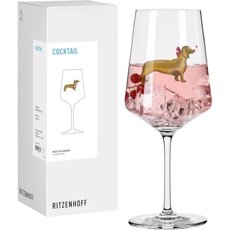 Ritzenhoff Aperitifglas 8106006 Cocktail-Glas 500 ml, Serie Tierisch glücklich, Motiv Dackel, Kristallglas – Bild 1