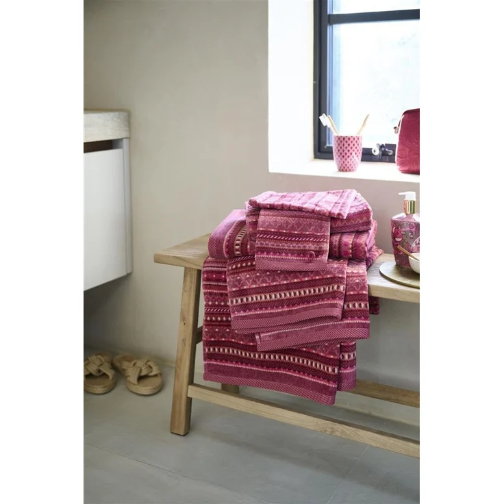 PiP Studio Gästehandtuch Geometric Print Gästehandtuch dark pink 30x50cm (1 Stück), 100% Baumwolle (325874) – Bild 2