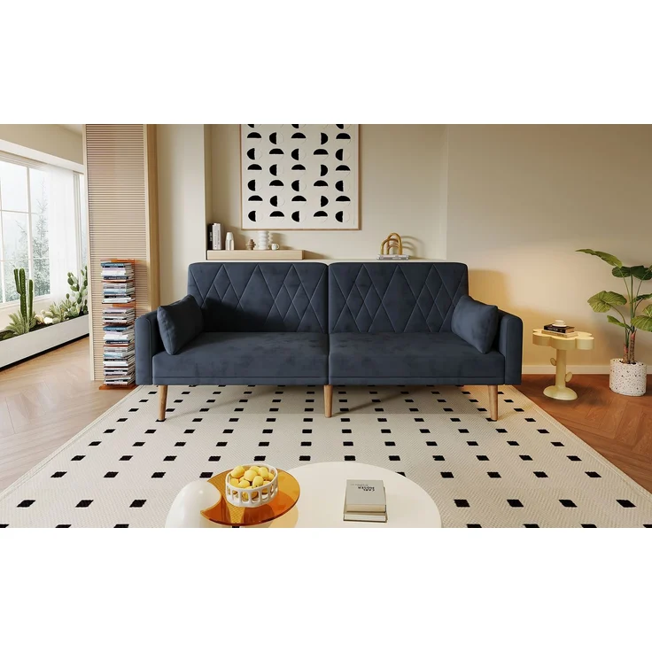 ZUBALIYA Schlafsofa 75x82 cm, mit Samtbezug, mit breiten Armlehnen, mit Schaumstoffpolsterung, ohne aufwendige Montage – Bild 23