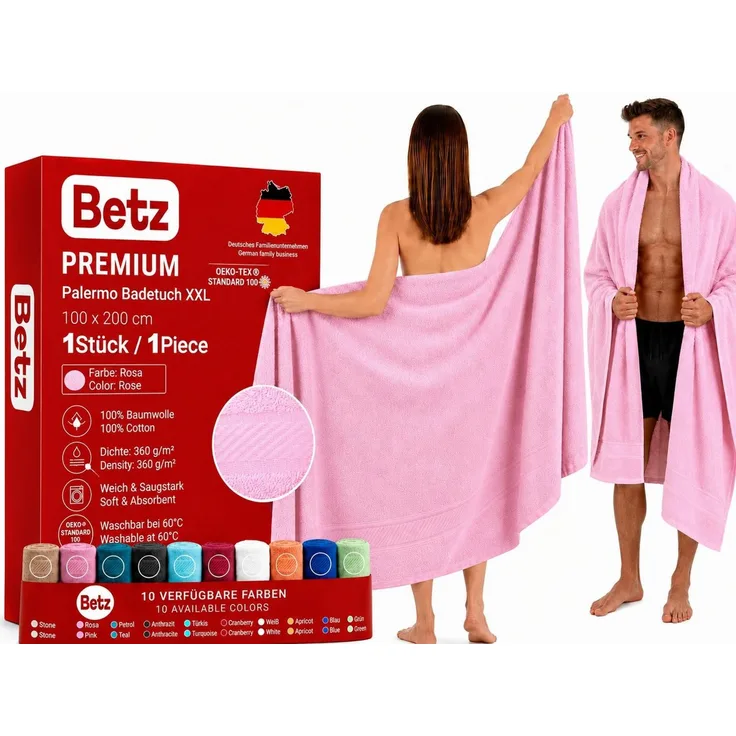 Betz Badetuch XXL 100x200 cm Palermo Saunatuch & Strandtuch Pflegeleicht & saugstark, 100% Baumwolle (1 Stück, 1-St)