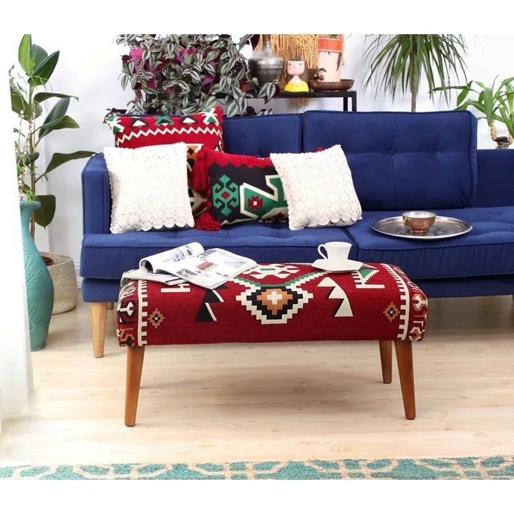 Hanah Home 'Vezir - Red' Pouffe, Mehrfarbig, 91 x 42 x 46 cm – Bild 8