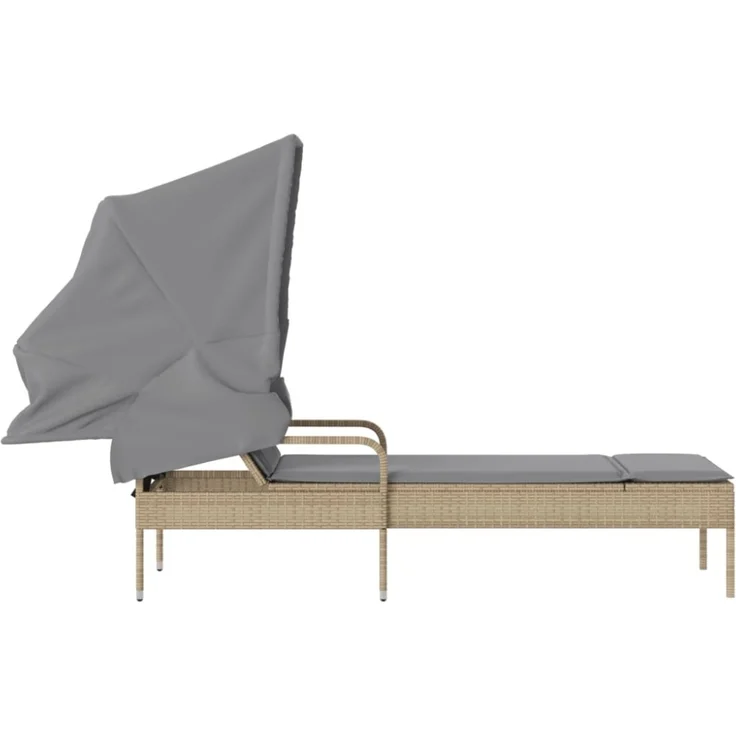 vidaXL Sonnenliege mit Dach Beige Poly Rattan 368191 – Bild 3