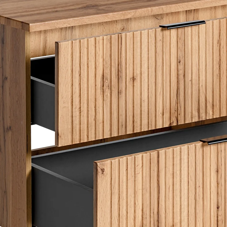 Waschtischunterschrank 60cm ADELAIDE-56, Wotaneiche mit gerillter Front, B/H/T ca. 60,6/59,2/46,5 cm – Bild 10