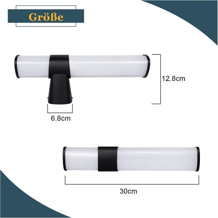 Nettlife LED Spiegelleuchte Spiegelleuchte Led Wandlampe 35cm, LED fest integriert, Neutralweiß – Bild 3