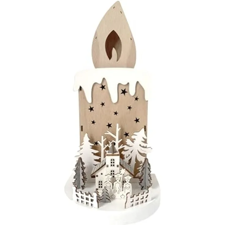 HTI-Living mit Kirche und Sternsingern LED Weihnachtsdeko Kerze