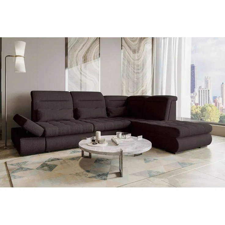 99rooms Ecksofa Toscana, Sofa L-Form, Eckcouch, Bettfunktion, Rundumbezug aus gepolstertem Velours VOGUE