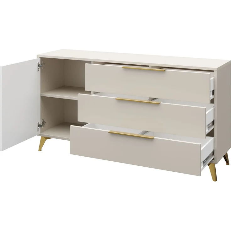Wohnzimmer-Set Xylix I Kommode, Couchtisch, TV-Lowboard, Kleiderschrank (Farbe: Sandbeige) – Bild 4