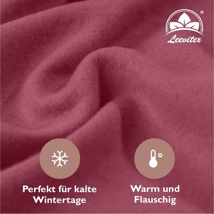leevitex® Spannbettlaken für kalte Nächte – angenehm weich, passgenau, farbstark & pflegeleicht, Molton, Gummizug: rundum, (1 Stück), verschiedene Größen und Farben, 80% Baumwolle 20% Polyester, 25cm Steg – Bild 3