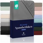 Dreamzie Spannbetttlaken 140x200 cm - Hoher Steg bis 33 cm - 100% Mikrofaser - Anthrazit - Schadstoffgeprüft (Oeko TEX), Bettlaken mit Gummizug