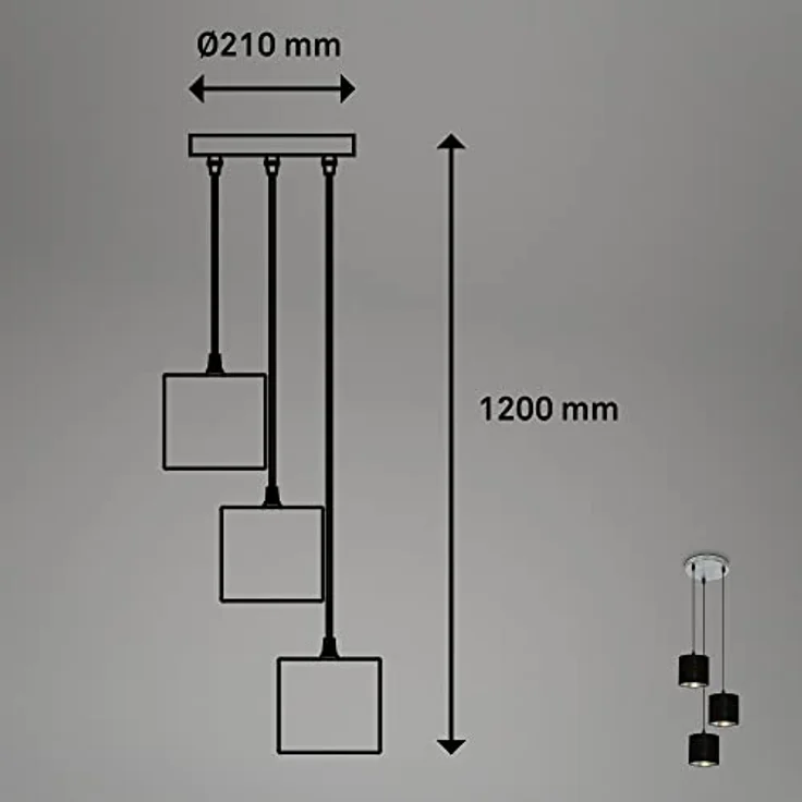 Briloner Pendelleuchte LURI, antik-silber mit Stoff-Schirmen, 3xE14, exklusive Leuchtmittel, IP20, handgefertigt – Bild 5