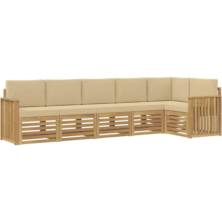 vidaXL Outdoor-Sofagarnitur 6 stk. 6-Sitzer Weiß und Beige Polyester 3391913 – Bild 2