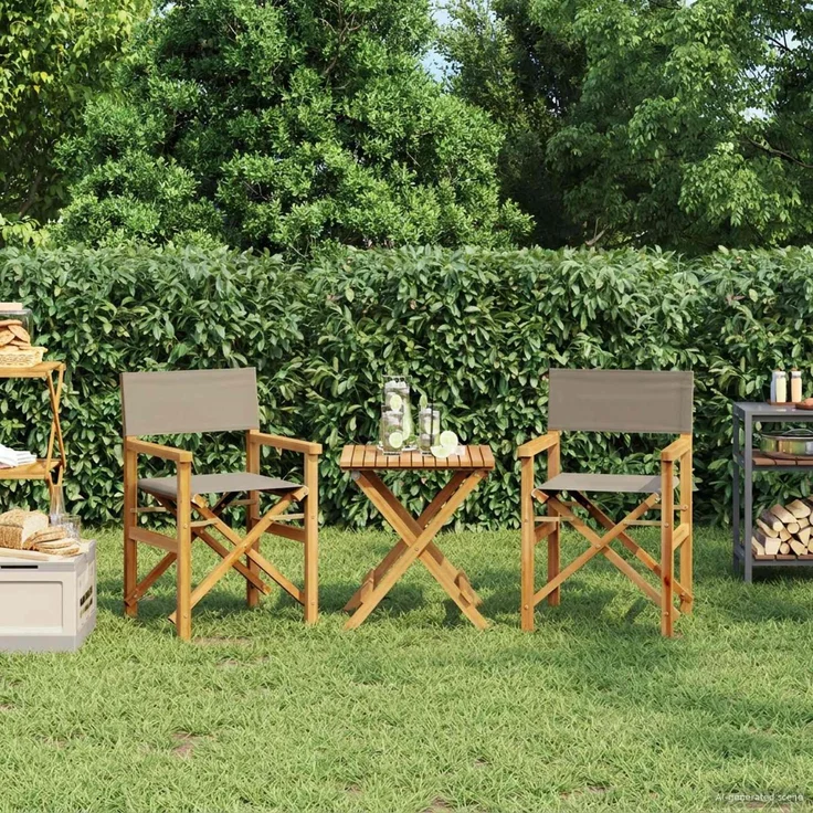 vidaXL Regiestuhl 100% Polyester mit solidem Teak 42032678 – Bild 1