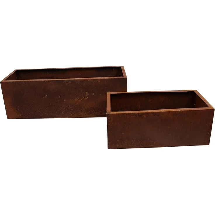 Dekoleidenschaft Blumenkasten aus Metall in Rost Optik, Blumenkasten, Pflanzkübel, Pflanzcontainer (2 St, im Set), aus Metall in Rost Optik, Pflanzkasten eckig, Pflanzkübel, Hochbeet – Bild 2