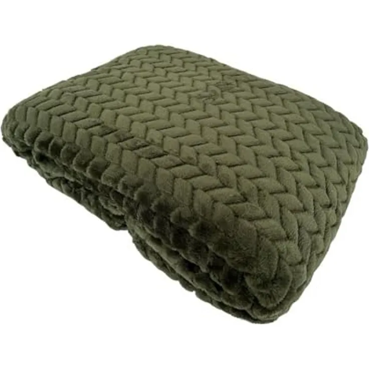 Jacquard Kuscheldecke olivgrün » XL Flanell Wohndecke 200x180cm » Wohndecke » wärmende Tagesdecke 350 g/m²