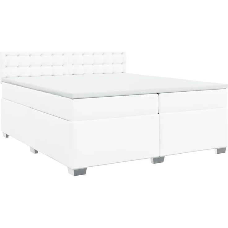 vidaXL Boxspringbett mit Matratze Weiß 200x200 cm Kunstleder 3288437 – Bild 3