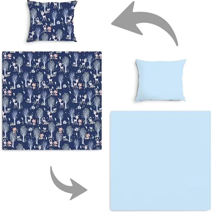 Amilian Babybettwäsche Kinderwagenset - 2tlg. Kinderbettwäsche - 80x80cm + 35x40cm, 100% Baumwolle, 2 teilig, Bettwäscheset für Kinderwagen, Wiege, Babybett - Baby Bettwäsche – Bild 7