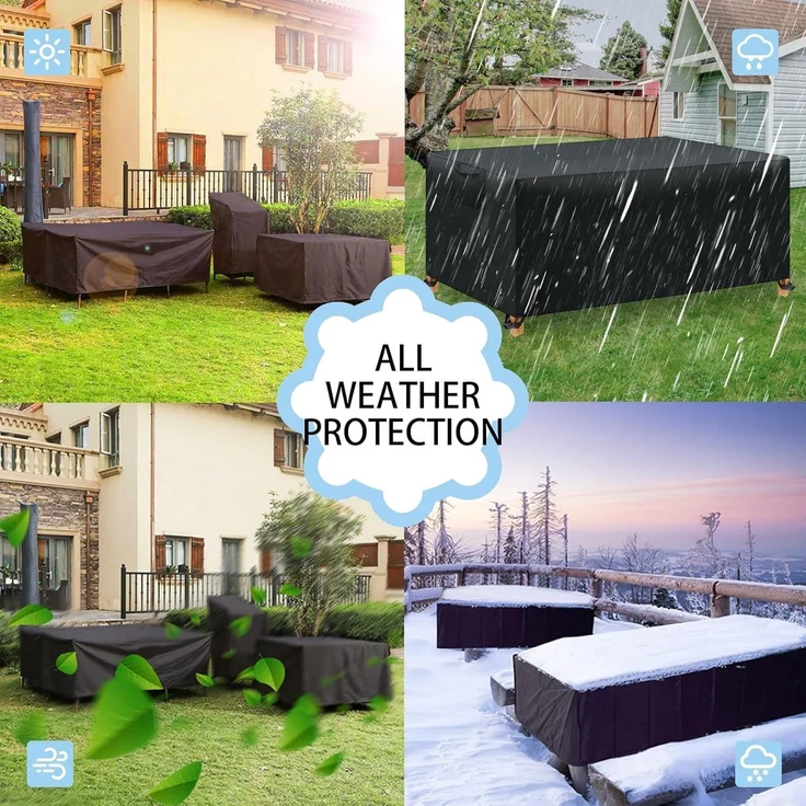 WUAYAMI Gartenmöbel Abdeckung wasserdichte Abdeckplane Gartenmöbel Winddicht Anti-UV Schwerlast 420D -Oxford Gewebe für Sitzgruppe Gartentische Terrassenmöbel Schwarz, 300 x 250 x 100 – Bild 6