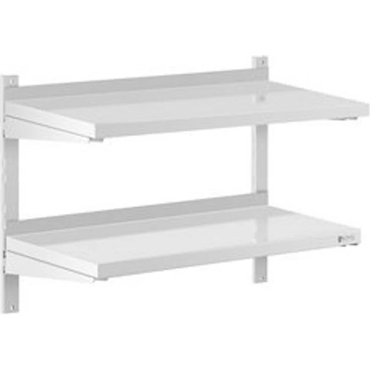 Royal Catering Hängeregal 80 x 40 cm Wandbord Doppel Wandregal Edelstahl Regal 2 Ablagen – Bild 5