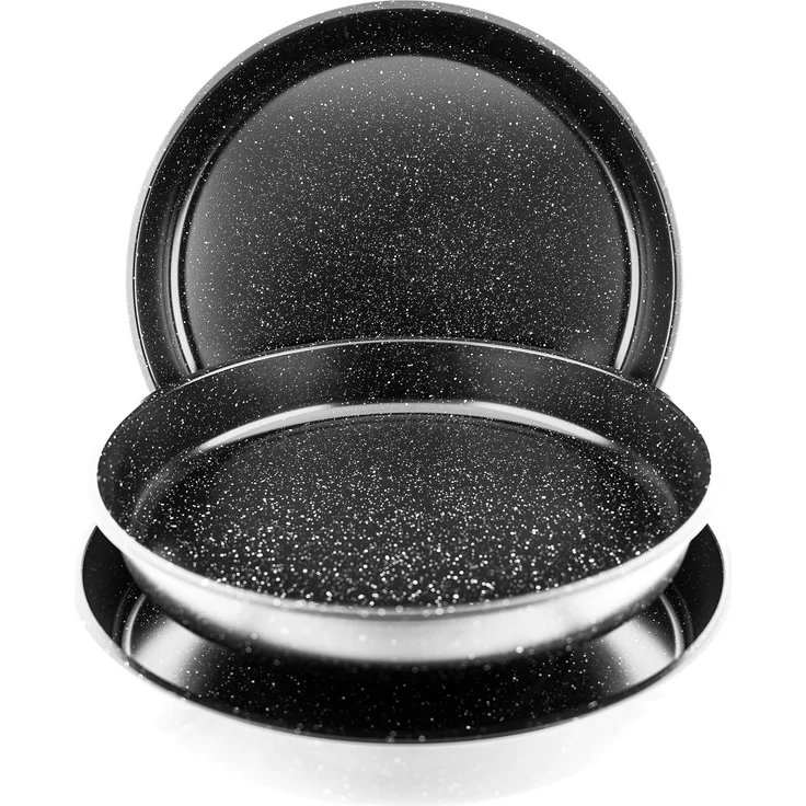 3er Set Backblech aus Granit in Schwarz 32/36/40 cm Backofenblech Tepsi – Bild 4