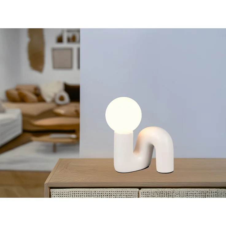 LED Tischlampe Keramik Grau, Glas Weiß, Höhe 21,5cm – Bild 6