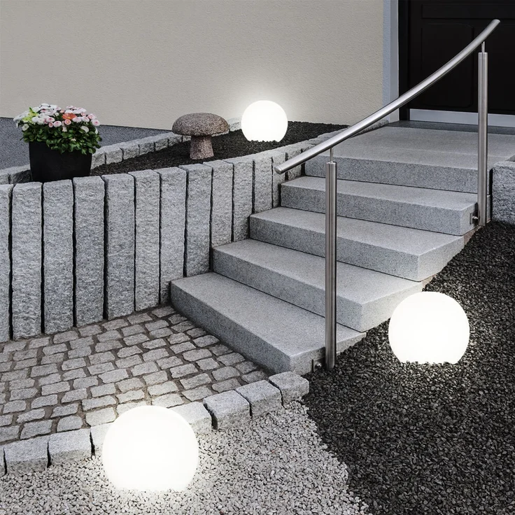 9er Set LED Solarkugel weiß, Erdspieß, DxH 10x38 cm – Bild 7