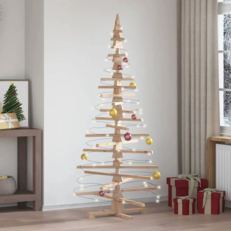 vidaXL Weihnachtsbaum Holz zum Schmücken 180 cm Massivholz Kiefer 4103972 – Bild 1