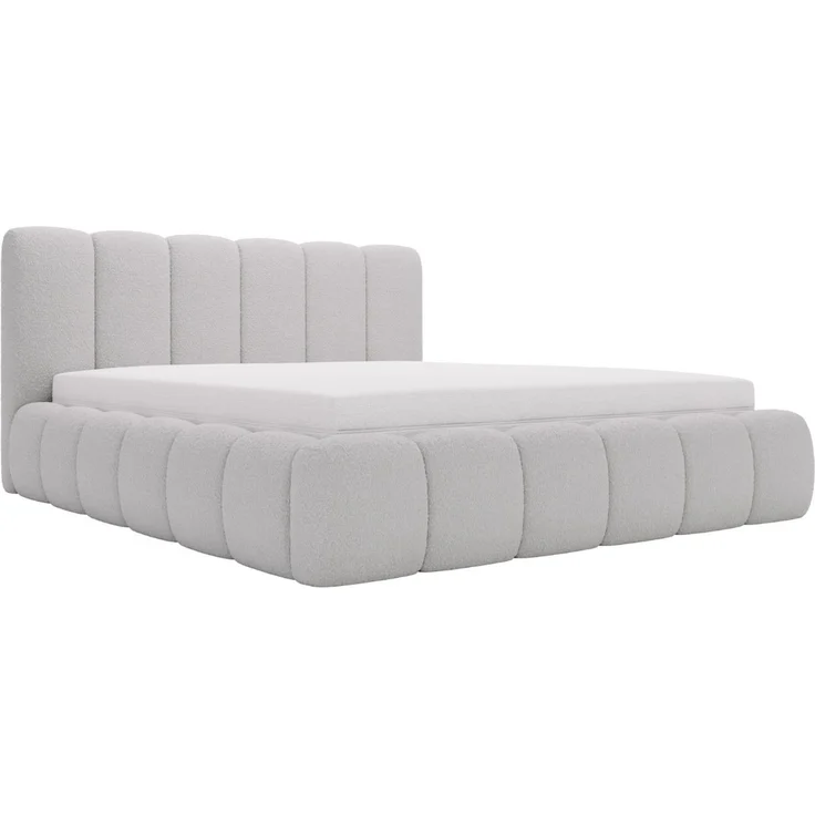 GRAINGOLD Cloud Bett 120x200, Polsterbett mit Bettkasten, Bouclé-Stoff, mit Kopfteil, Hellgrau – Bild 2