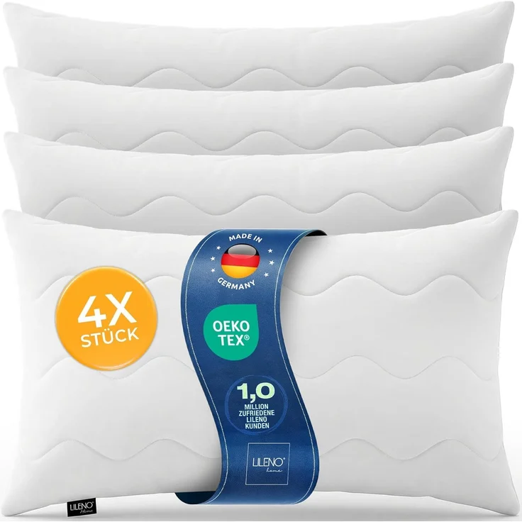 LILENO HOME Allergiker Kopfkissen 40x80 (4er Set) – 95°C waschbar, Oeko-Tex & Made in DE – Kissen 40x80 anpassbar für himmlischen Schlaf – Haut schmeichelndes & geruchsfreies Pillow – Bild 1