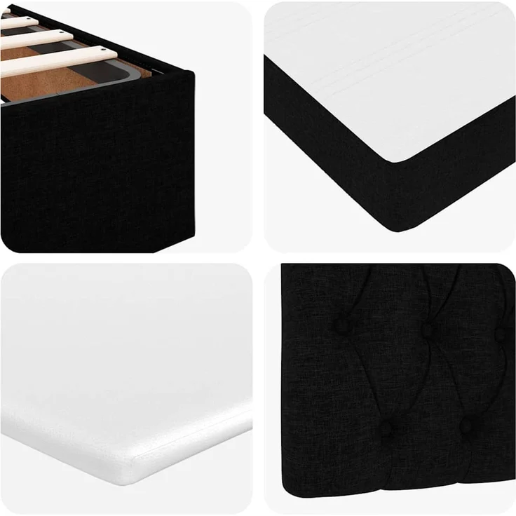vidaXL Ottoman-Bett mit Matratze & LEDs Schwarz 90x200 cm Stoff 3312362 – Bild 11
