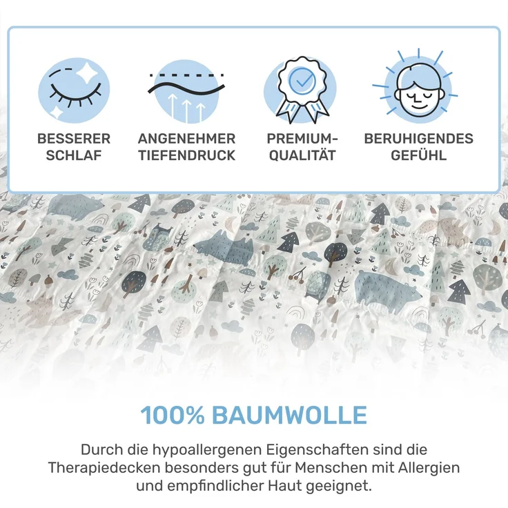 Dailydream Bezug für Kindergewichtsdecke | 90 x 120 cm | Motiv Wald | 100% Baumwolle | Ersatzbezug / Wechselbezug | waschbar | hautfreundlich & atmungsaktiv | Cover für Weighted Blanket – Bild 4