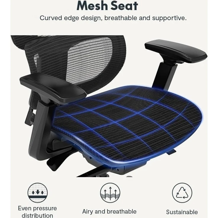FLEXISPOT Bürostuhl Schreibtischstuhl Premium Ergonomischer C7 (Rückenlehne verstellbar 90°-128°, 2D-Kopfstütze, 3D-Armlehnen), Chef-Mesh-Bürostuhl, Computer-Bürostuhl, 130KG Tragkraft – Bild 3