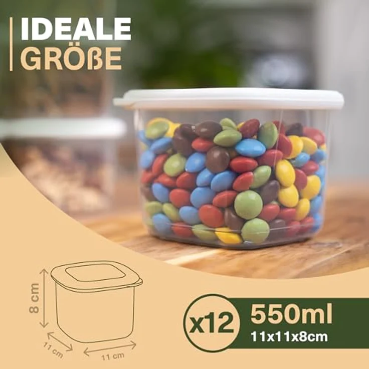 Viwares Vorratsdosen mit Deckel Luftdicht, 12er Vorratsbehälter Set BPA-Frei, Vorratsdose zur Müsli Mehl Aufbewahrung Küche, Praktische Organizer Küche, Frischhaltedosen für Lebensmittelaufbewahrung – Bild 3