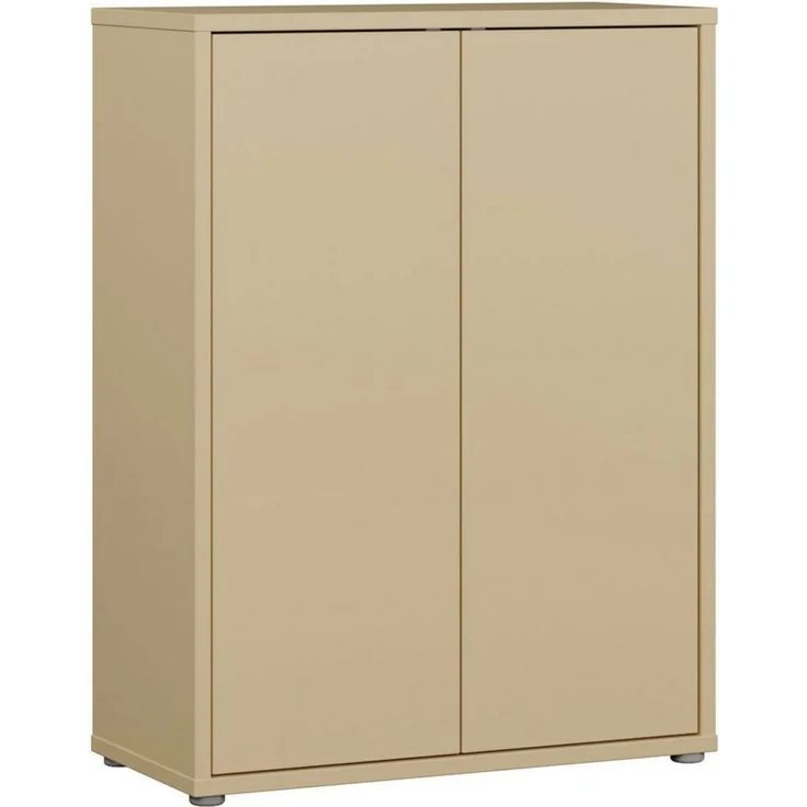Forte ALICE SPRINGS Schuhschrank 70 80, modern-minimalistisch, 2-türig, Holzwerkstoff, Buttergelb, 74,5 cm breit x 99,1 cm hoch x 34,9 cm tief – Bild 1