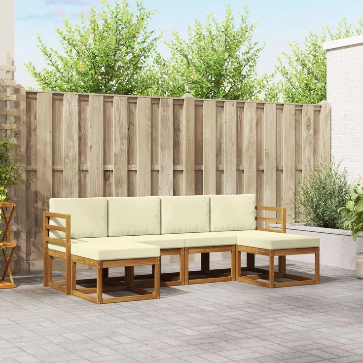 vidaXL Outdoor-Sofagarnitur 6 stk. 6-Sitzer Natur und Creme 3366763 – Bild 1