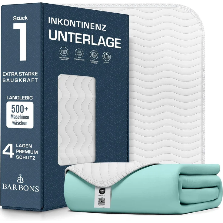 Barbons Inkontinenzunterlage waschbar Matratzenschutz 70x100 - wasserdichte Bett Inkontinenzauflage matratzenauflage Bettunterlage waschbar nässeschutz matratzenauflage (70x100 cm)