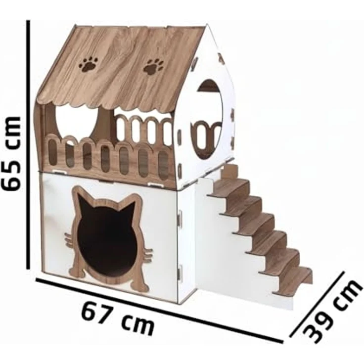 Jungengel Tierbett XL Katzenhaus Katzenhäuschen Katzenhütte Stecksystem Katzenbett, 2-Stöckiges Katzenhaus, Robust, Werkzeugfreie Montage – Bild 5